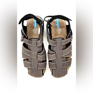 NEW St John's Bay Felix Brown Leather Fisherman Sandal Shoes Men's 12M